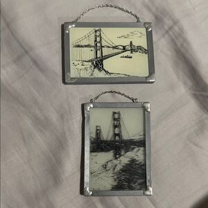 Silver Framed Bridge Sketch Wall Accents